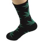 Huga Fang 4 Pairs Pack Marijuana Weed Leaf Printed Cotton Athletic Sports High Crew Socks for Women Men (G-4 pairs), One Size-Large