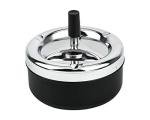 Round Push Down Ashtray with Spinning Tray Metal Cigarette Ash Tray Large 5.2 Inches Home Ashtray for Indoor and Outside Patio