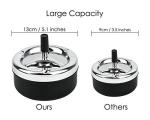 Round Push Down Ashtray with Spinning Tray Metal Cigarette Ash Tray Large 5.2 Inches Home Ashtray for Indoor and Outside Patio
