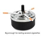 Round Push Down Ashtray with Spinning Tray Metal Cigarette Ash Tray Large 5.2 Inches Home Ashtray for Indoor and Outside Patio