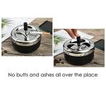Round Push Down Ashtray with Spinning Tray Metal Cigarette Ash Tray Large 5.2 Inches Home Ashtray for Indoor and Outside Patio