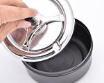 Round Push Down Ashtray with Spinning Tray Metal Cigarette Ash Tray Large 5.2 Inches Home Ashtray for Indoor and Outside Patio