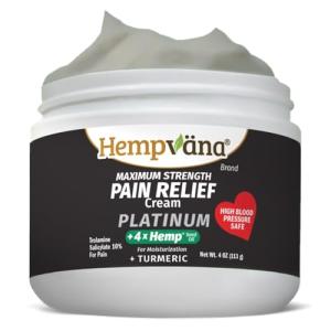 Hempvana Platinum Maximum Strength Relief Cream 4X Hemp for Muscles, Joints, Back, Knees, Shoulders, Neck, Elbows, Hands, Feet. AS SEEN ON TV. Odor-Free, Non-Greasy, Quickly Absorbs, 4X More Hemp