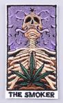 The Smoker Tarot Card Skeleton Marijuana Smoke Canabis Weed Skull Death Fortune Telling 3.6" Iron On Embroidered Thermoadhesive Patch for Clothing