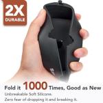 Ashtray with Lid for Outside Patio, Windproof Ash Tray with Poker, Silicone Smokeless Ashtray for Outdoor Balcony Office Tabletop Outdoor Home Patio, Black