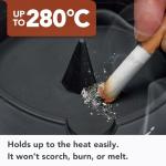 Ashtray with Lid for Outside Patio, Windproof Ash Tray with Poker, Silicone Smokeless Ashtray for Outdoor Balcony Office Tabletop Outdoor Home Patio, Black