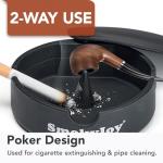 Ashtray with Lid for Outside Patio, Windproof Ash Tray with Poker, Silicone Smokeless Ashtray for Outdoor Balcony Office Tabletop Outdoor Home Patio, Black
