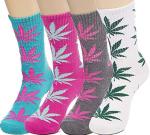 Weed Socks Marijuana Leaf Crew Socks for women 4 Pairs Pack Fit for shoe size 7-11