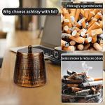 Outdoor Ashtrays for Cigarettes Patio with Lid, Ash Tray Sets for Cigarettes Outdoor, Iron Ashtray with Lid Smokeless Windproof Standing Metal Covers Cigarette Butt Can Odorless, X-Large