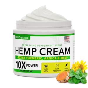 ​​Super Natural Goods Hemp Cream with Hemp Oil, Turmeric, Arnica & Menthol – Botanical Cream with a Cooling Sensation for Localized Application (4oz)