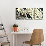 Wieco Art 3 Piece Witch and Skeleton Ukiyo-E by Utagawa Takiyasha Historic Cultural Illustrations for Living Room Bedroom Home Decorations Landscape Artwork