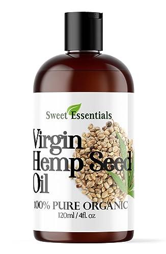 Organic Extra Virgin Unrefined Hemp Seed Oil (Food Grade) - 4oz - Imported From Canada - 100% Pure Cold Pressed - Offers Relief From Dry & Cracked Skin, Eczema, Psoriasis, & All Common Skin Conditions