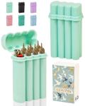 6 Hole King Size Pre Roll Cone Holder Case with Lighter Holder, 6 or 8 Capacity Cigarette Case for Regular Size, Small Smoking Accessories for 1-1/4 Size Pre Rolled Rolling Paper - Mint Green