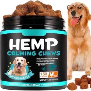 ATOANY Hemp Calming Chews for Dogs 150 Count (11.6 oz), Dog Calming Chews, Helps with Dog Anxiety, Separation, Barking, Stress Relief, Melatonin for Dogs, Sleep Calming Aid, for All Breeds & Sizes
