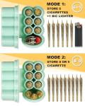 6 Hole King Size Pre Roll Cone Holder Case with Lighter Holder, 6 or 8 Capacity Cigarette Case for Regular Size, Small Smoking Accessories for 1-1/4 Size Pre Rolled Rolling Paper - Mint Green
