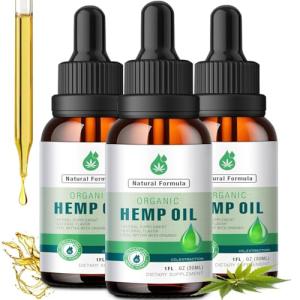 3 Pack Hemp Oil Organic Premium for Pain Relief, Skin, Anxiety - 2,800,000 Maximum Strength - 100% Natural Hemp Drops Tincture - Hemp Oils with Vegan, Non-GMO Grown