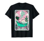 The High Priest.ess Retro Skeleton Cannabis Weed Tarot Card T-Shirt