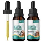 2 Pack Hemp Oil for Dogs & Cats- Helps Pets with Аnxiety, Pаin, Strеss, Аrthritis, Sеizures Rеlief - Organic Pet Hemp Oil Drops Treats - Skin Нiр Jоint Hеalth