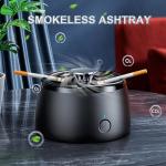Smokeless Ashtray Multifunctional 2 in 1 Smoke Removing Ash Tray Portable Ashtray Rechargeable Ashtrays for Home Indoor Office (Black)
