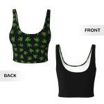 QANCOSI Marijuana Weed Leaf Pattern Women Sports Bras with Detachable Chest Pad U Back Yoga Tops Medium