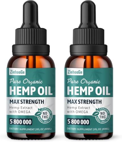 ziehooGe Hemp Oil Organic Extract - Maximum Strength 100% Natural Drops 2 Pack