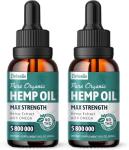 ziehooGe Hemp Oil Organic Extract - Maximum Strength 100% Natural Drops 2 Pack