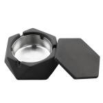 FREELOVE Concrete Ashtray with Lid & Stainless Steel Ashtrays, Cement Ash Tray Smoking Holder Indoor Smokeless Outdoor Windproof Patio Home Office Cool Decor(Dark Grey, Small)
