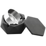 FREELOVE Concrete Ashtray with Lid & Stainless Steel Ashtrays, Cement Ash Tray Smoking Holder Indoor Smokeless Outdoor Windproof Patio Home Office Cool Decor(Dark Grey, Small)