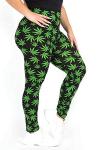 Women's Plus Size Marijuana Leaf Seamless Leggings 420 Trending Queen Size (All Over Green, Plus)