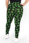 Women's Plus Size Marijuana Leaf Seamless Leggings 420 Trending Queen Size (All Over Green, Plus)