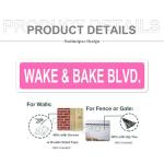 Pink Wake and Bake Sign Funny Blvd Street Signs Room Decor Weed Marijuana Gifts Slim 16 x 4 Inch Aluminum Plaque Wall Art Decor for Home/Farmhouse/Bar/Cafe/Garage, Indoor/Outdoor