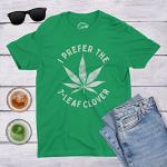 Mens I Prefer The 7 Leaf Clover T Shirt Funny Saint Patricks Day Marijuana Tee Funny T Shirts Saint Patrick's Day Apparel for Men Cool 420 Short Sleeve Green S
