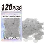 Pipe Screens 120pcs 3/4 Inch 19mm Stainless Steel Pipe Screen, 0.75 Inch Metal Mesh Filter Screen