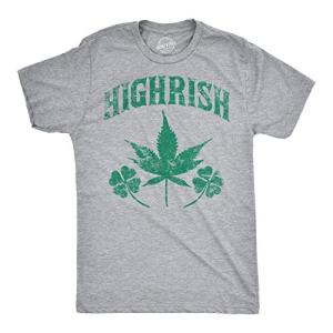 Mens Highrish T Shirt Funny 420 High Irish Clover Sarcastic Saint Patricks Day Funny T Shirts Saint Patrick's Day Apparel for Men Cool 420 Short Sleeve Light Grey 3XL