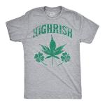 Mens Highrish T Shirt Funny 420 High Irish Clover Sarcastic Saint Patricks Day Funny T Shirts Saint Patrick's Day Apparel for Men Cool 420 Short Sleeve Light Grey 3XL