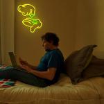 Weed Neon Signs for Wall Decor Green Leaf Neon Light Hand Neon Light Sign Weed Wall Decor Dimmable LED Wall Art for Man Cave Bedroom Hotel Shop Bar Garage Decor Gifts for Men,Size 13.8 * 12.7in（P025）