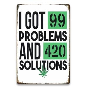 LIZATIC Weed Decor Sign for Man Cave - Funny Metal Street Sign for Weed Room, Vintage Stoner Signs for Garage, Basement, Men Room Wall Decor Accessories, Stoner Gifts for Weed Lovers, 8 x 12 inch