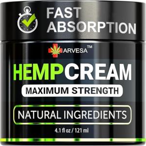 Hemp Cream - Maximum Strength Lotion - Gel with Arnica, Glucosamine, MSM, Menthol, Aloe Vera, Hemp Oil, Turmeric - Fast Absorption, Long-Lasting, Non-Greasy, Pleasant Scent, Lightweight - 4 oz
