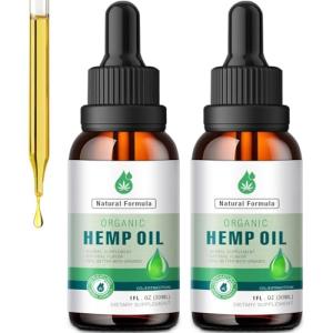 2 Pack Hemp Oil Organic Premium for Pain Relief, Skin, Anxiety - 2,800,000 Maximum Strength - 100% Natural Hemp Drops Tincture - Hemp Oils with Vegan, Non-GMO Grown