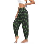 Green Leaves Marijuana Womens Casual Cozy Yoga Joggers Pants High Waisted Lounge Pants, XL