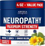 Neuropathy Cream - Maximum Strength - Arnica, MSM, Hemp Seed Oil, Ginkgo Biloba, Capsaicin - Non-Greasy with Cooling Effect - Value Pack - Natural Ingredients - Formulated in USA