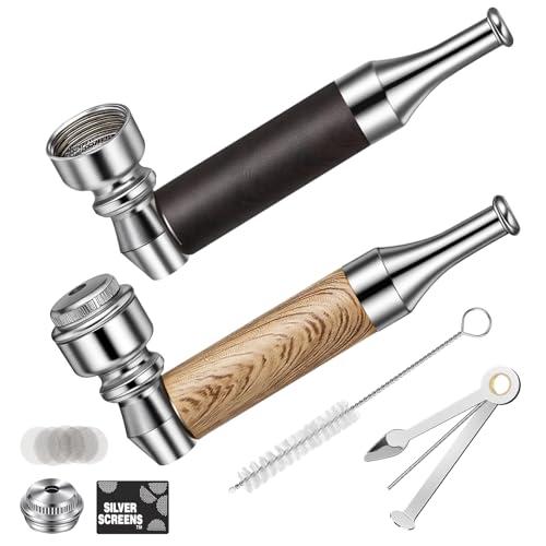 Scotte Classic Pipe Set, 2 PCS Potable Pipe with Pipe Screen, Clean Brush, 3 IN 1 Scraper Tool, Mini Pipe and Pipe Accessories Kit for Pipe Beginners and Lovers