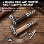 Scotte Classic Pipe Set, 2 PCS Potable Pipe with Pipe Screen, Clean Brush, 3 IN 1 Scraper Tool, Mini Pipe and Pipe Accessories Kit for Pipe Beginners and Lovers
