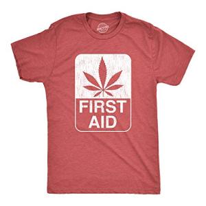 Mens First Aid T Shirt Funny 420 Marijuana Pot Leaf Graphic Weed Tee for Stoner Funny T Shirts 420 Apparel for Men Novelty Tees for Guys Red XL