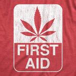Mens First Aid T Shirt Funny 420 Marijuana Pot Leaf Graphic Weed Tee for Stoner Funny T Shirts 420 Apparel for Men Novelty Tees for Guys Red XL