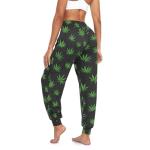 Green Leaves Marijuana Hippie Harem Pants for Women Boho Trousers Women's Cozy Yoga Pants, M