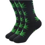 Century Star Unisex Maple Marijuana Cotton Socks Thick Weed Leaf Crew Winter Athletic Sports High Crew 3 Pairs Black Green One Size