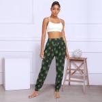 Green Leaves Marijuana Hippie Harem Pants for Women Boho Trousers Women's Cozy Yoga Pants, M