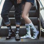 Century Star Unisex Maple Marijuana Cotton Socks Thick Weed Leaf Crew Winter Athletic Sports High Crew 3 Pairs Black Green One Size