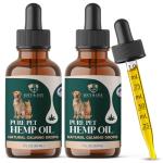 Pure Pet Hemp Oil By Lucy and Lily| Helps with Anxiety, Pain, Stress, Sleep, Seizures, Skin & Coat Health| Calming Drops for Cats & Dogs| 100% Natural 1-Ingredient Liquid Hemp Oil| 2 Pack